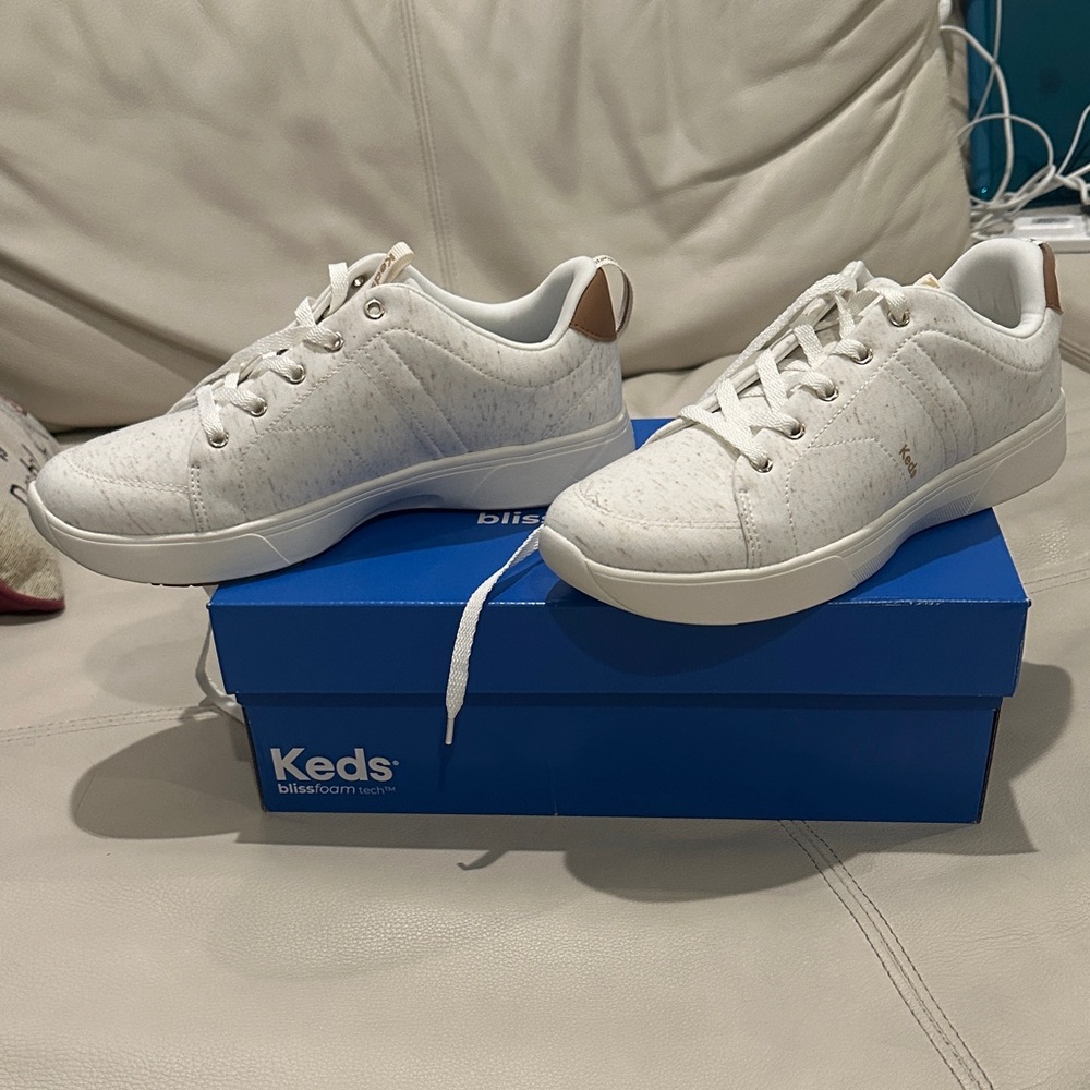Keds Women's White Sneakers with Tan Accents